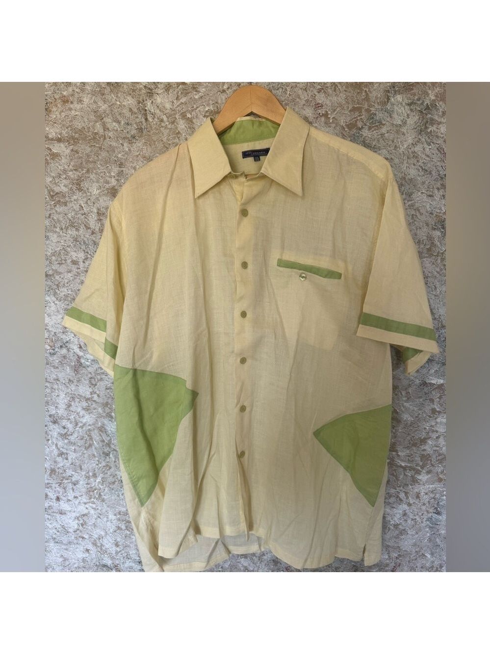 Beige Green Linen Button Down Shirt